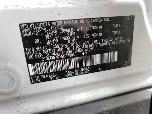 2T3E6RFV7MW017908 - 2021 TOYOTA RAV4 XSE WHITE photo 13