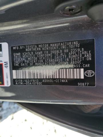 4T4BF3EK8BR152821 - 2011 TOYOTA CAMRY BASE GRAY photo 12