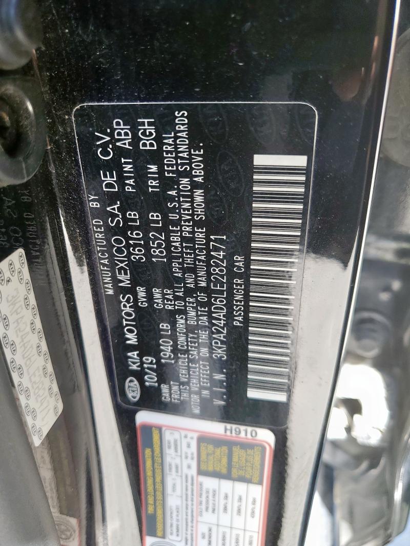 3KPA24AD6LE282471 - 2020 KIA RIO LX BLACK photo 12