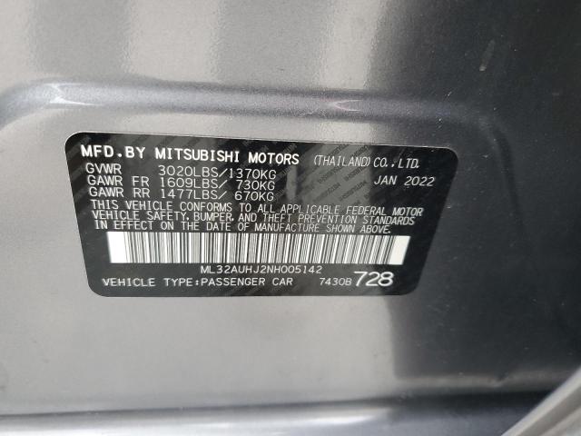 ML32AUHJ2NH005142 - 2022 MITSUBISHI MIRAGE ES SILVER photo 13