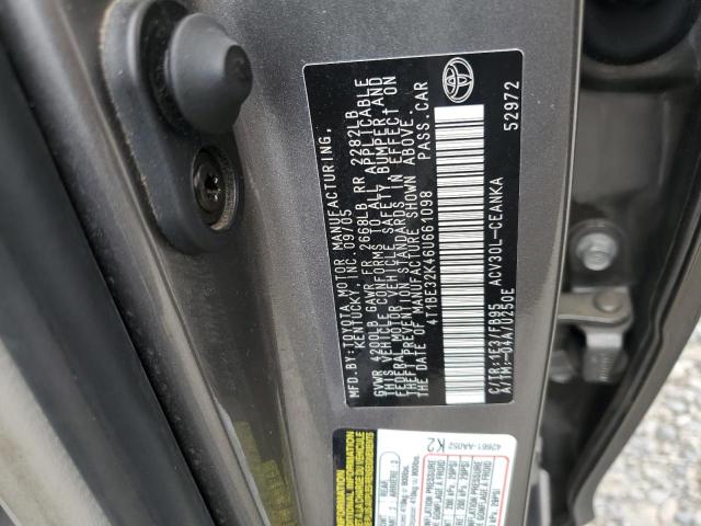 4T1BE32K46U661098 - 2006 TOYOTA CAMRY LE GRAY photo 12