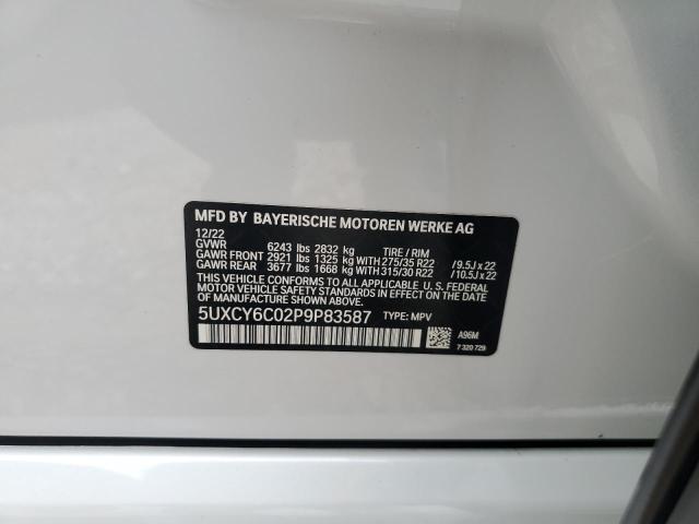 5UXCY6C02P9P83587 - 2023 BMW X6 XDRIVE40I WHITE photo 13