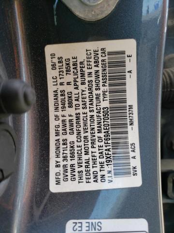 19XFA1F69AE070503 - 2010 HONDA CIVIC LX-S Gris photo 12