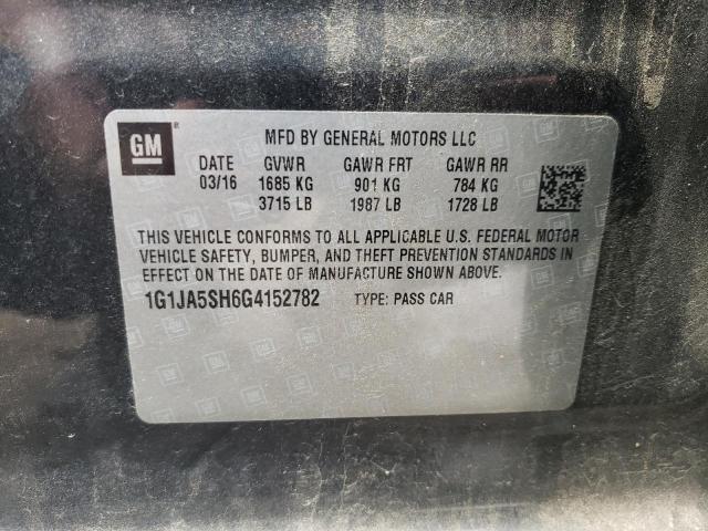 1G1JA5SH6G4152782 - 2016 CHEVROLET SONIC LS ნაცრისფერი ფოტო 12