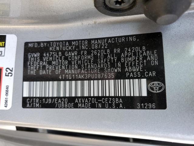 4T1G11AK3PU087635 - 2023 TOYOTA CAMRY SE NIGHT SHADE SILVER photo 13