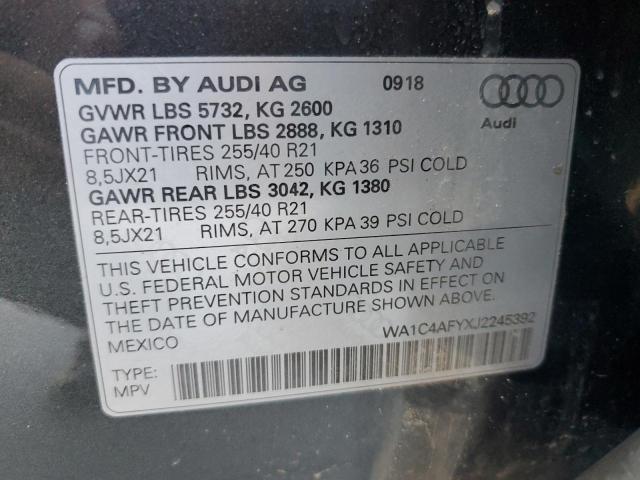WA1C4AFYXJ2245392 - 2018 AUDI SQ5 PRESTIGE CHARCOAL photo 13
