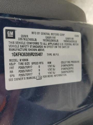 1GKFK36389R205487 - 2009 GMC YUKON XL K1500 SLT BLUE photo 14