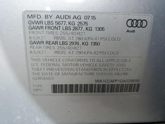 WA1CCAFP1GA029598 - 2016 AUDI SQ5 PREMIUM PLUS SILVER photo 12