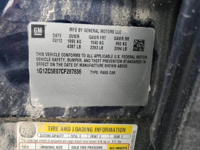 1G1ZC5E07CF287836 - 2012 CHEVROLET MALIBU 1LT 蓝色 照片 12