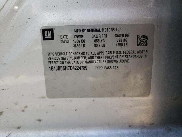 1G1JB5SH7D4224789 - 2013 CHEVROLET SONIC LS 银色 照片 10