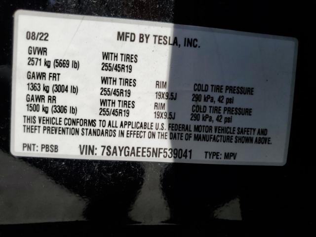 7SAYGAEE5NF539041 - 2022 TESLA MODEL Y TWO TONE photo 13