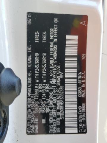 5TDZKRFH5FS092389 - 2015 TOYOTA HIGHLANDER LE WHITE photo 13