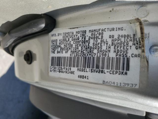 4T1BG22KXYU711901 - 2000 TOYOTA CAMRY CE SILVER photo 12