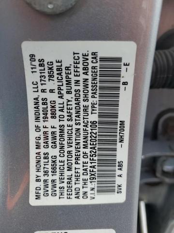 19XFA1F52AE022106 - 2010 HONDA CIVIC LX SILVER photo 12