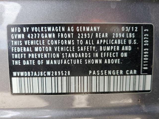 WVWDB7AJ8CW289528 - 2012 VOLKSWAGEN GOLF GRAY photo 13