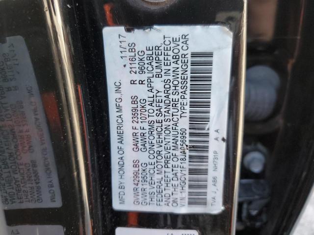 1HGCV1F18JA056950 - 2018 HONDA ACCORD LX BLACK photo 12