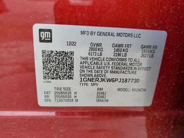 1GNERJKW6PJ187730 - 2023 CHEVROLET TRAVERSE RS RED photo 13