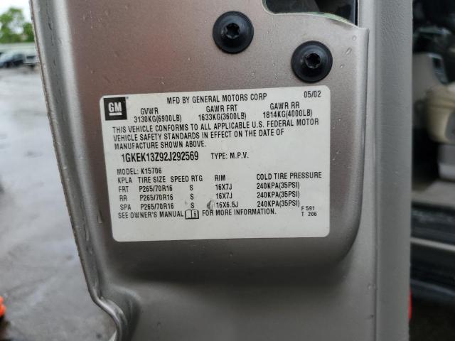 1GKEK13Z92J292569 - 2002 GMC YUKON Braun Foto 13