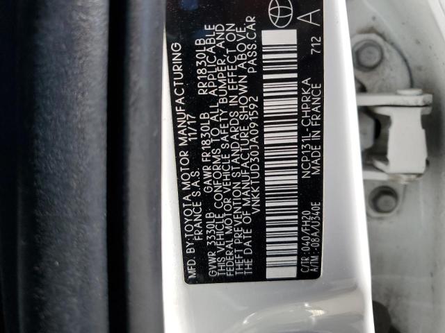 VNKKTUD30JA091592 - 2018 TOYOTA YARIS L WHITE photo 13