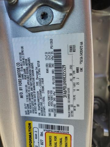 3FA6P0LU4HR325529 - 2017 FORD FUSION SE HYBRID SILVER photo 12