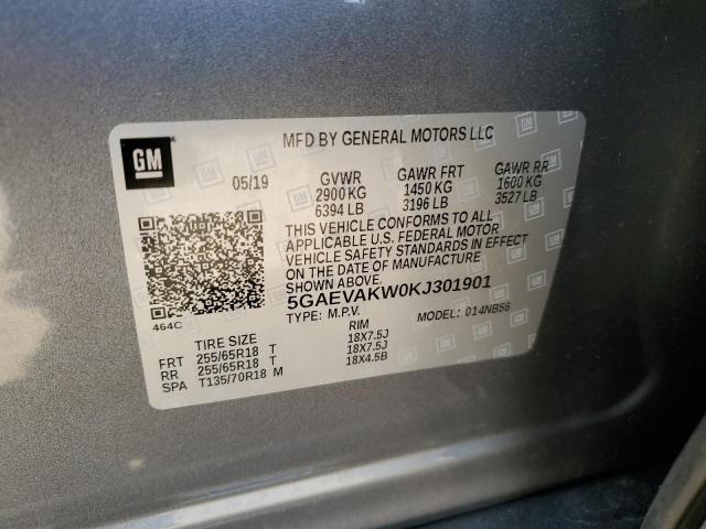 5GAEVAKW0KJ301901 - 2019 BUICK ENCLAVE ESSENCE GRAY photo 14