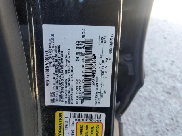 3FA6P0HR1DR340469 - 2013 FORD FUSION SE BLACK photo 12