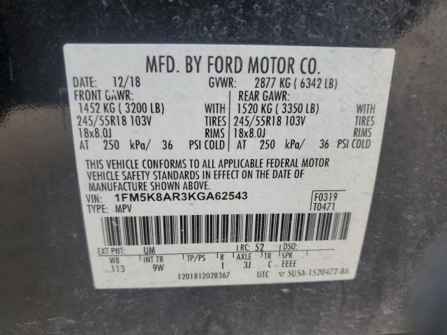 1FM5K8AR3KGA62543 - 2019 FORD EXPLORER POLICE INTERCEPTOR TWO TONE photo 13