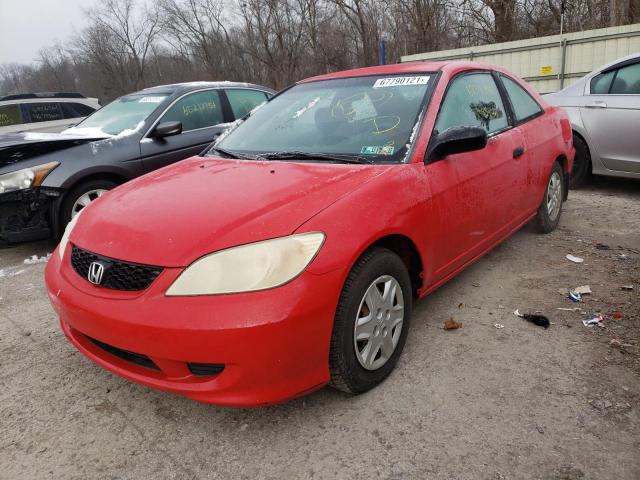 1HGEM22155L071827 - 2005 HONDA CIVIC DX VP RED photo 2
