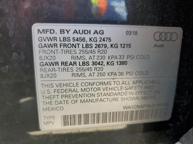 WA1CNAFY6J2146100 - 2018 AUDI Q5 PRESTIGE GRAY photo 14