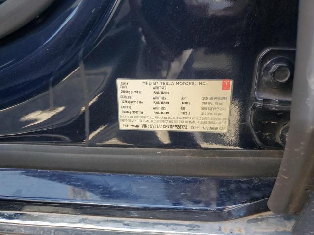 5YJSA1CP7DFP26773 - 2013 TESLA MODEL S BLUE photo 12