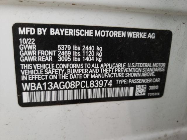 WBA13AG08PCL83974 - 2023 BMW 530E WHITE photo 12