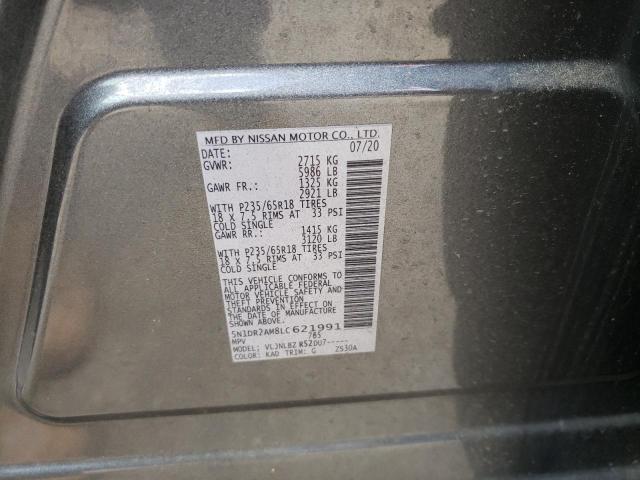 5N1DR2AM8LC621991 - 2020 NISSAN PATHFINDER S GRAY photo 13