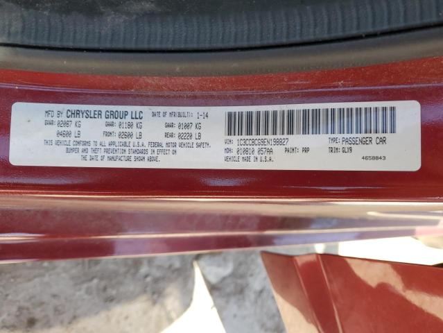 1C3CCBCG9EN198827 - 2014 CHRYSLER 200 LIMITED RED photo 12