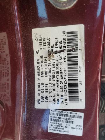 1HGCR2F52HA175312 - 2017 HONDA ACCORD SPORT MAROON photo 12