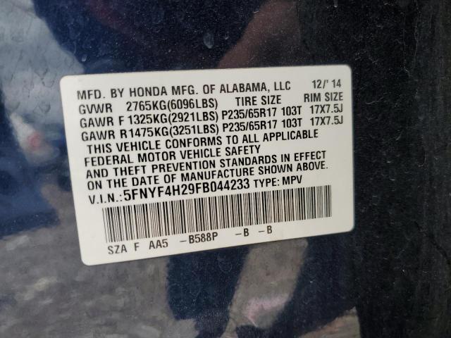 5FNYF4H29FB044233 - 2015 HONDA PILOT LX BLUE photo 13