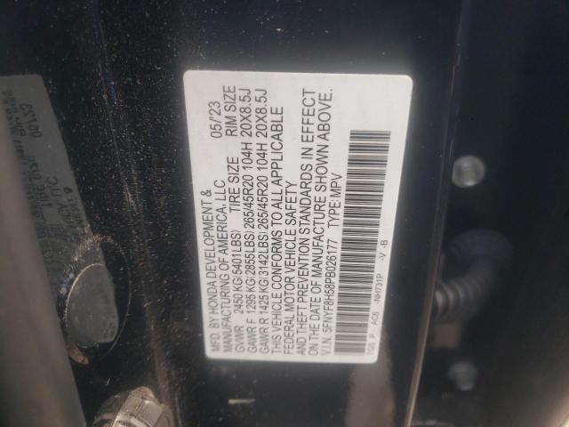5FNYF8H58PB026177 - 2023 HONDA PASSPORT EXL BLACK photo 13