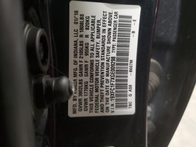 19XFC1F7XGE009298 - 2016 HONDA CIVIC EXL BLUE photo 12