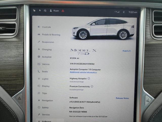 5YJXCBE26GF019062 - 2016 TESLA MODEL X WHITE photo 9