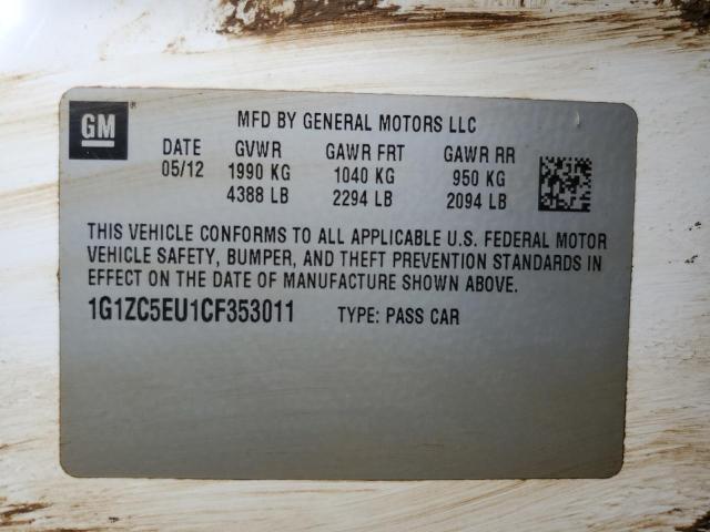 1G1ZC5EU1CF353011 - 2012 CHEVROLET MALIBU 1LT 白色 照片 12