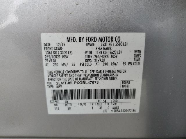 2LMTJ6LPXGBL47673 - 2016 LINCOLN MKX RESERVE Argent photo 14