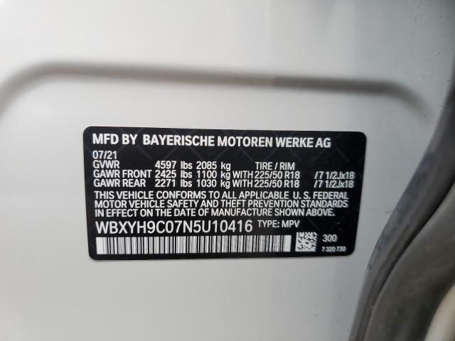 WBXYH9C07N5U10416 - 2022 BMW X2 SDRIVE28I WHITE photo 13