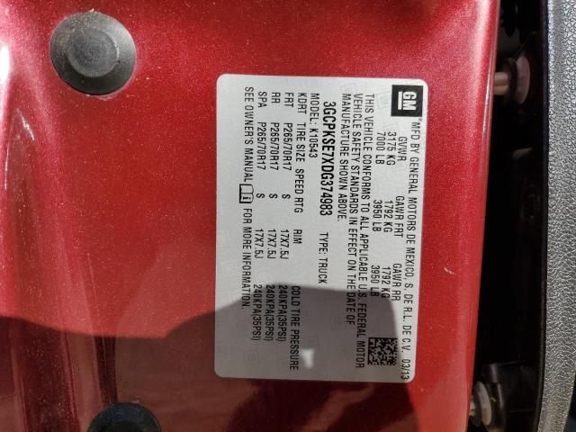 3GCPKSE7XDG374983 - 2013 CHEVROLET SILVERADO K1500 LT MAROON photo 12