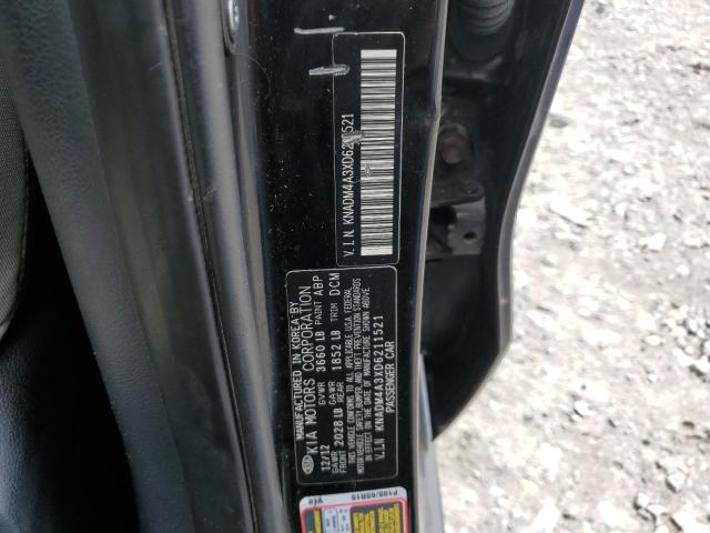 KNADM4A3XD6211521 - 2013 KIA RIO LX BLACK photo 12