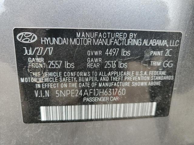 5NPE24AF1JH631760 - 2018 HYUNDAI SONATA SE GRAY photo 12