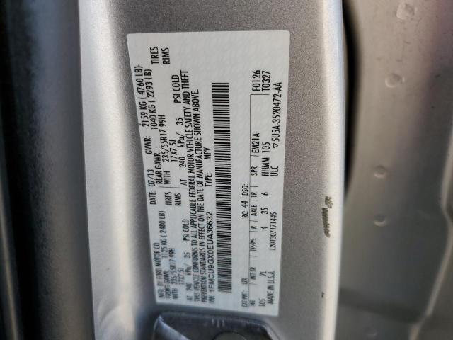 1FMCU9GX0EUA36632 - 2014 FORD ESCAPE SE SILVER photo 12