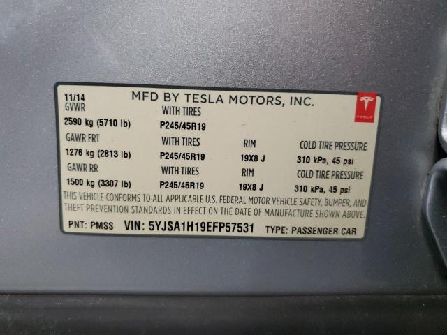 5YJSA1H19EFP57531 - 2014 TESLA MODEL S Gümüş foto 12