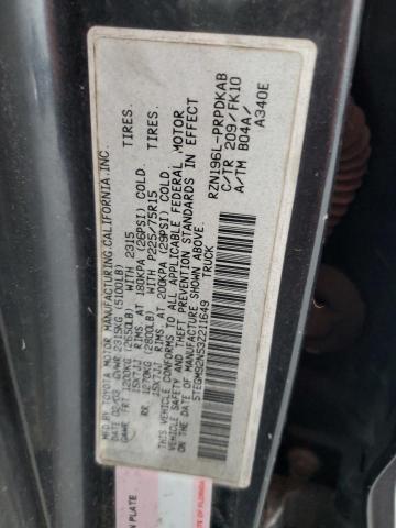 5TEGM92N53Z211649 - 2003 TOYOTA TACOMA DOUBLE CAB PRERUNNER BLACK photo 12