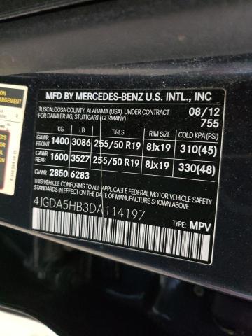 4JGDA5HB3DA114197 - 2013 MERCEDES-BENZ ML350 350 4MATIC GRAY photo 13