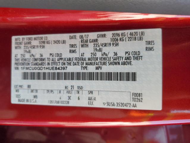 1FMCU0GD1HUE84397 - 2017 FORD ESCAPE SE RED photo 13