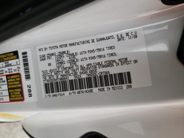 3TYRX5GNXMT008843 - 2021 TOYOTA TACOMA ACCESS CAB WHITE photo 12